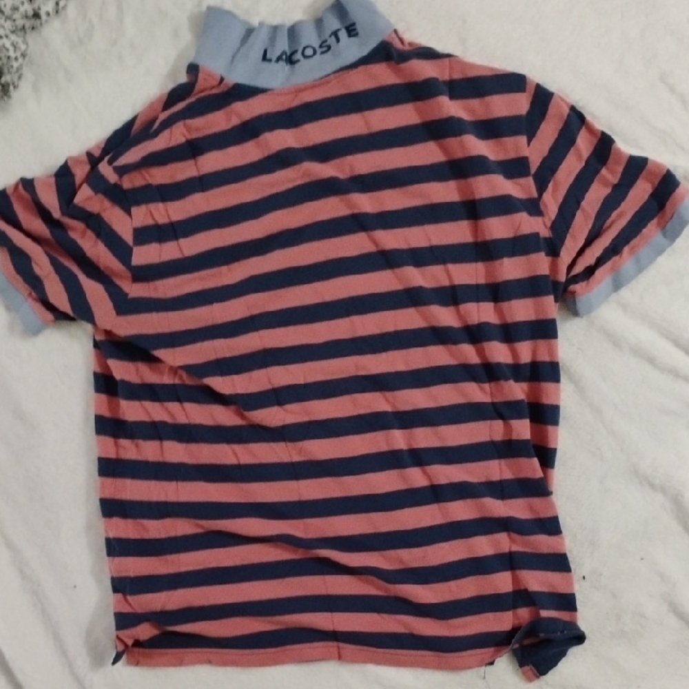 🚨5/$25🚨Lacoste Polo with Pink and Navy Stripes